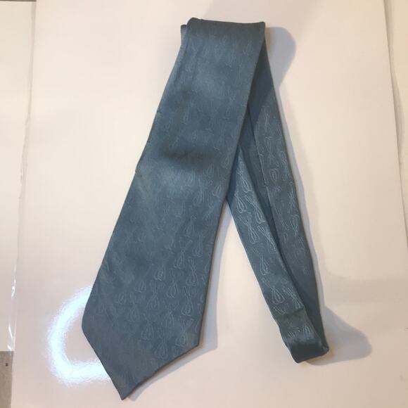 Vintage Gucci 100% silk light blue geometric print tie made in Italy - Picture 5 of 12